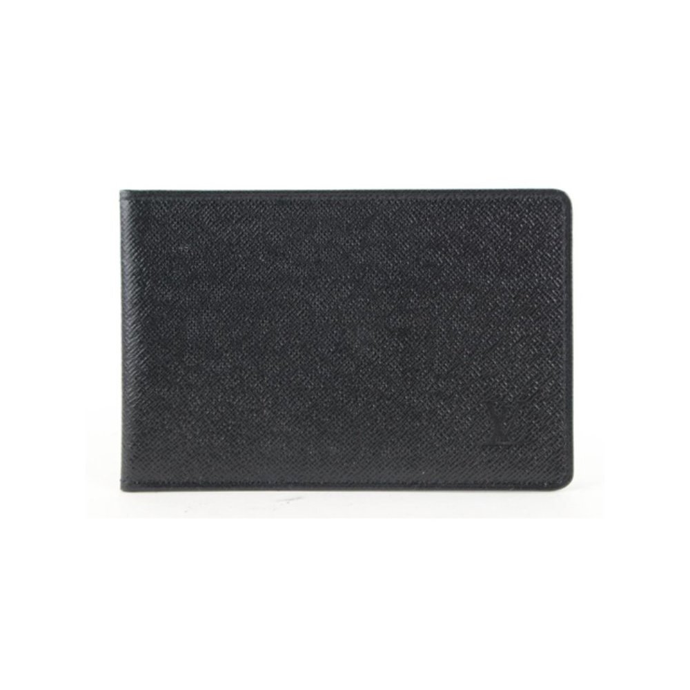Louis Vuitton Black Leather Card Holder Wallet